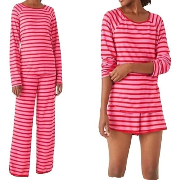 Kate Spade KS02271F Women's Sz XL Pink/Red Striped 3-Piece Pajama Set $149 - Picture 1 of 15